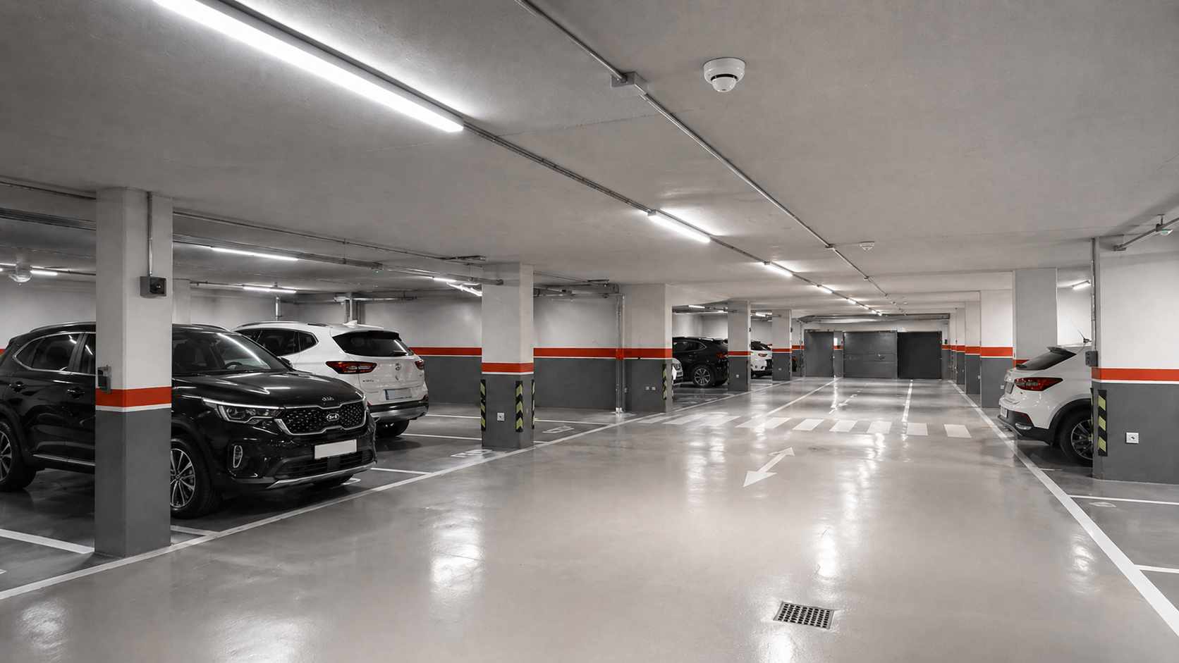 Garaje comunitario con iluminación LED